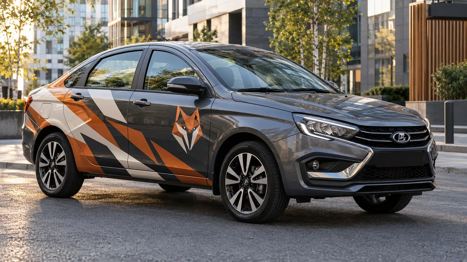 Брендирование легковых автомобилей — иллюстрация